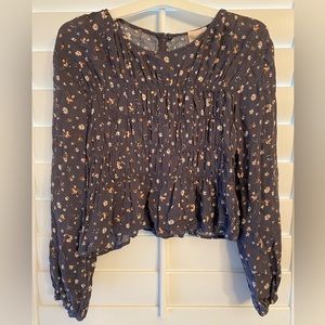 Gigi's Tween Junior's Smocked Floral Top Blue Size X-Large